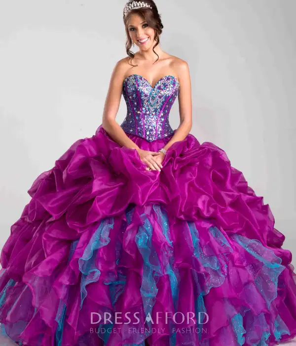 Multicolor Sweetheart Beaded Ball Gown - Dresses