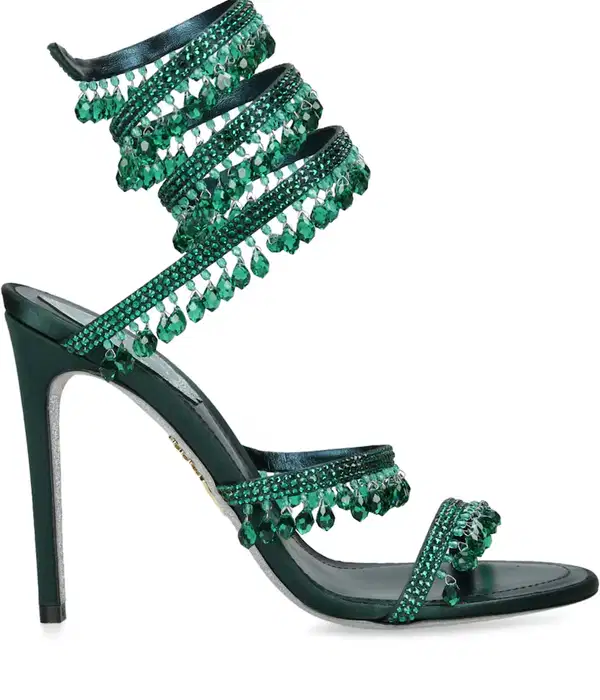 Embellished Emerald Green Chandelier Heels - Shoes