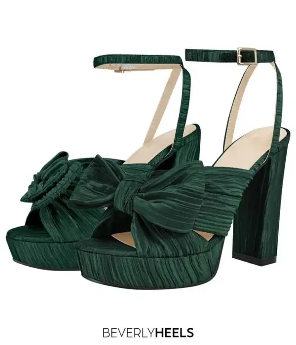 Satin Green Chunky Heel Platforms - Quinceañera Shoes