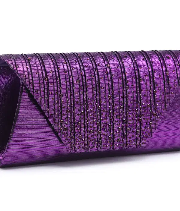 Dasein Purple Sequin and Rhinestone Clutch - Purses