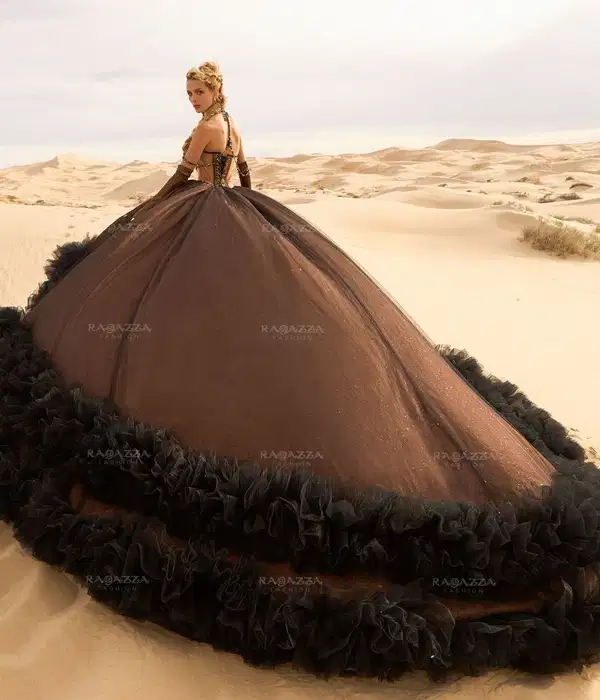 Ragazza Brown Ruffled Quinceanera Dress - Dresses