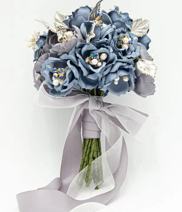 Blue Gray Couture Silk Flower Bouquet - Ramos