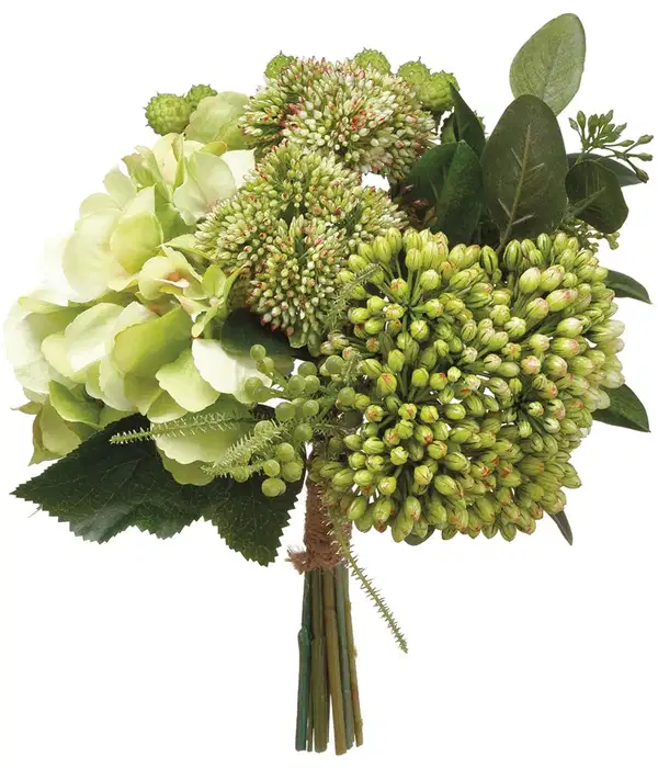 Hydrangea and Sedum Green Silk Bouquet - Ramos