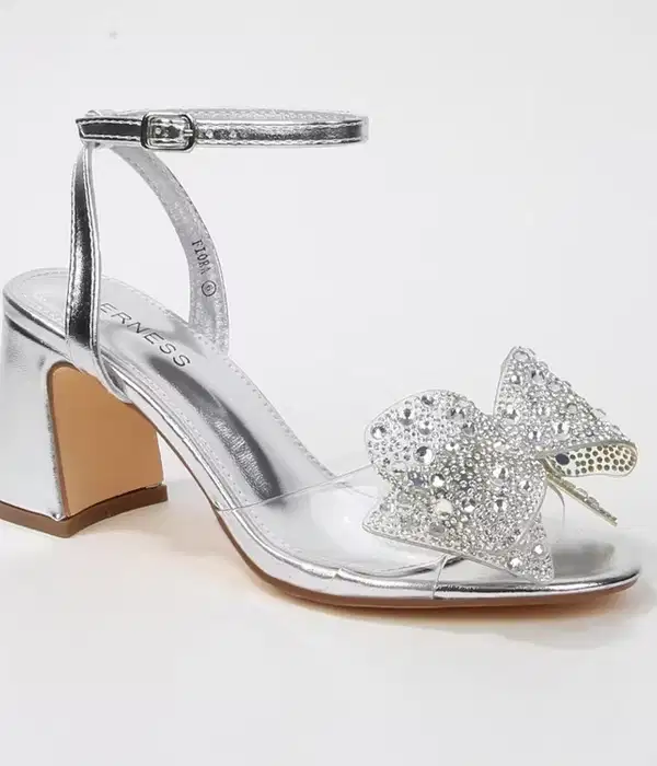 Butterfly Bow Block Heel Sandals - Shoes