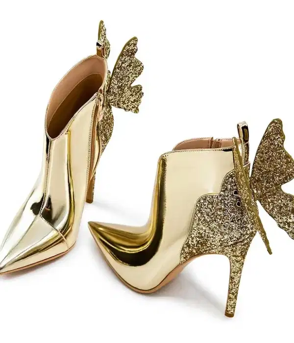 Metallic Gold Sparkly Boots - Shoes