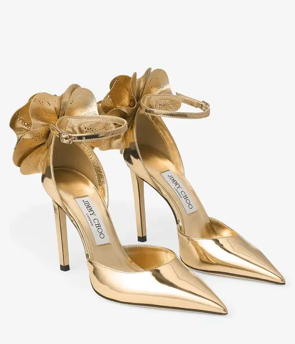 Gold Liquid Leather Sandals - Shoes