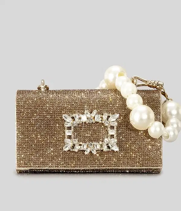 Gold Rhinestone Evening Wristlet - Purses