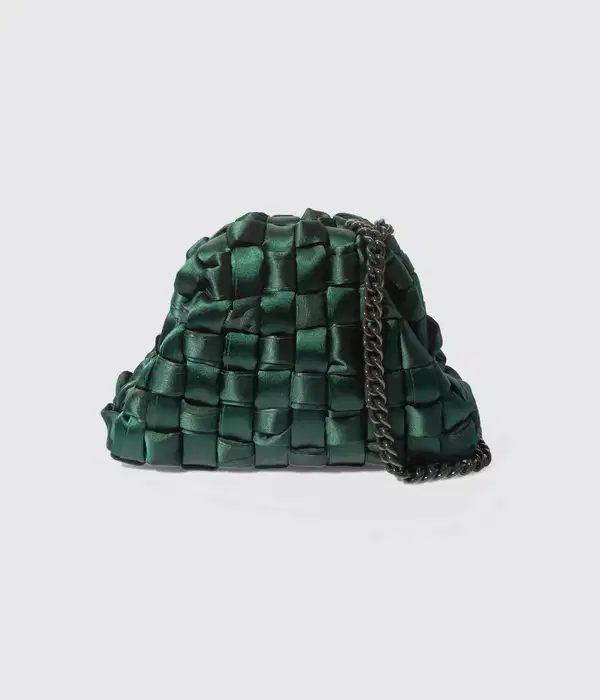 Green Woven Satin Mini Clutch - Purses