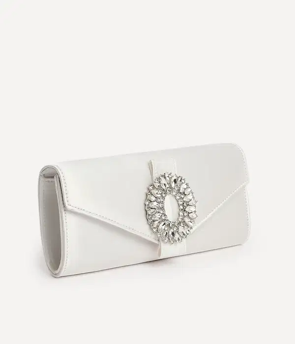 Ivory Satin Heaven Clutch Bag - Purses