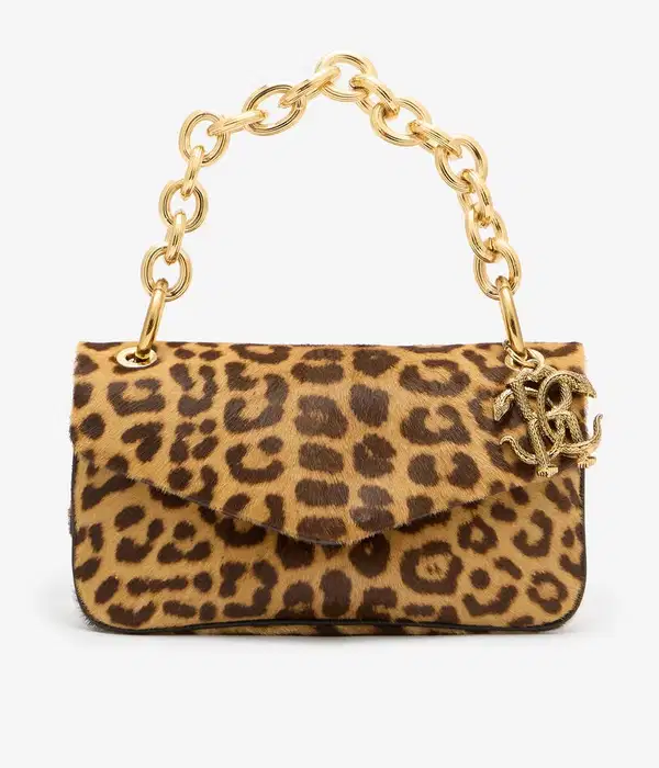 Leopard Skin Print And Chain - Purses
