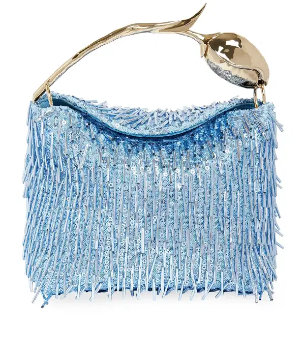 Mini Bloom Beaded and Sequined Top Handle Bag - Purses