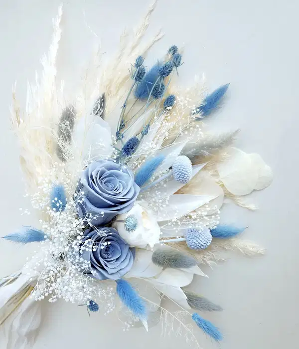 Dusty Blue Rose Dried Flower Bouquet - Ramos