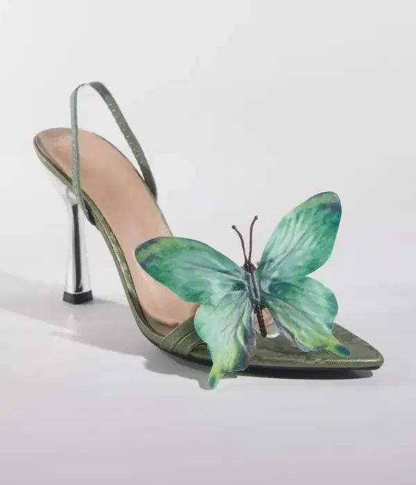 Butterfly Slingback Sandals In Green - Shoes