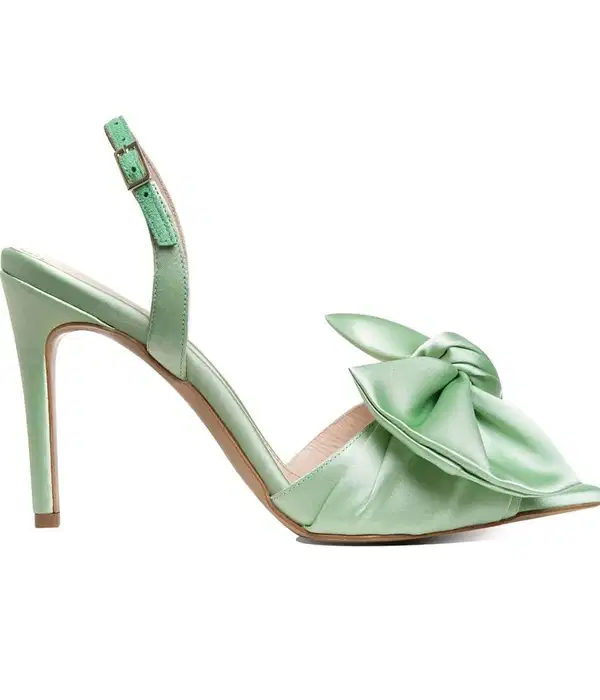 Mint Green Satin Sandals - Shoes