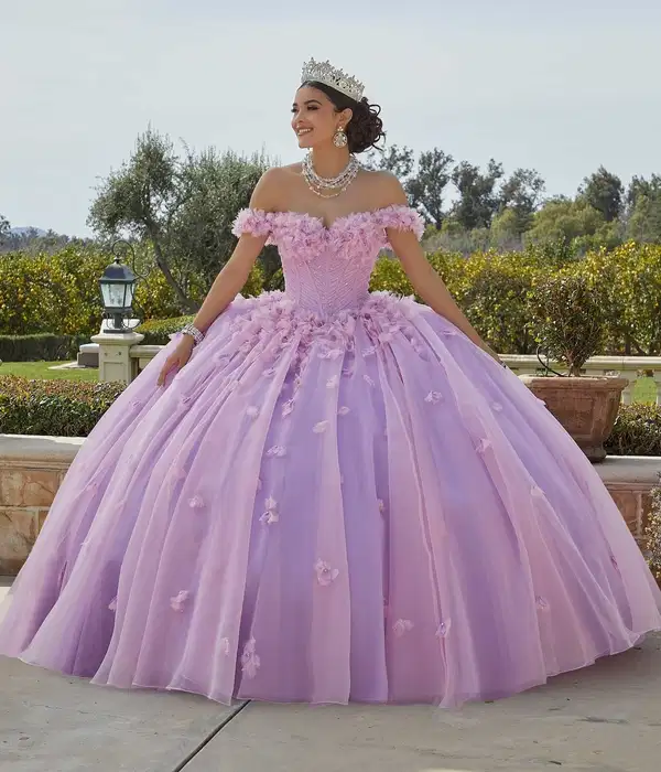 Lilac Organza Quinceanera Ball Gown - Dresses