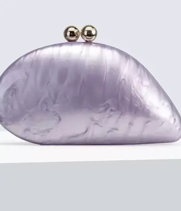 Pearl Buckle Handbag in Lilac - Purses