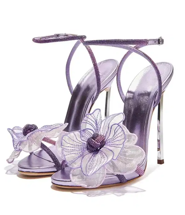 Purple Lilac Strappy High Heel Sandals - Shoes