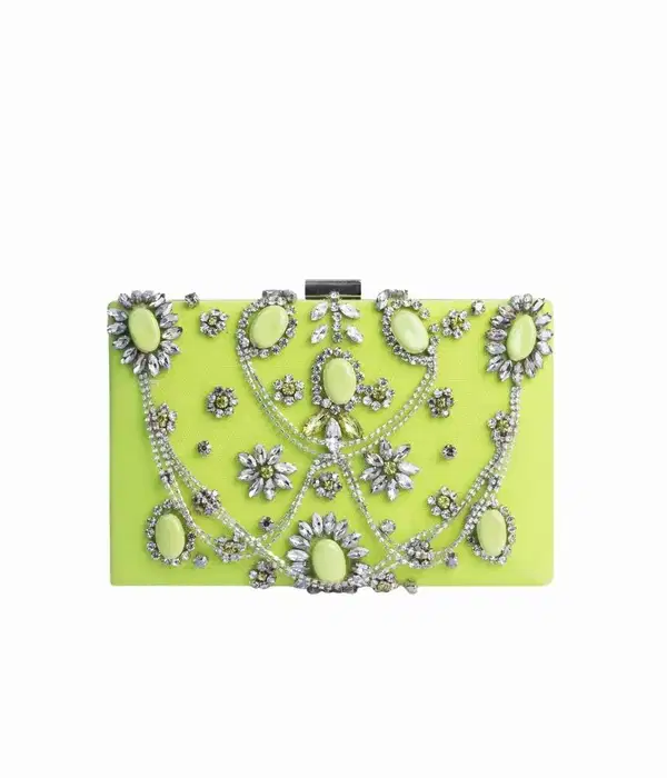 Bejeweled Lime Green Clutch - Quinceañera Purses