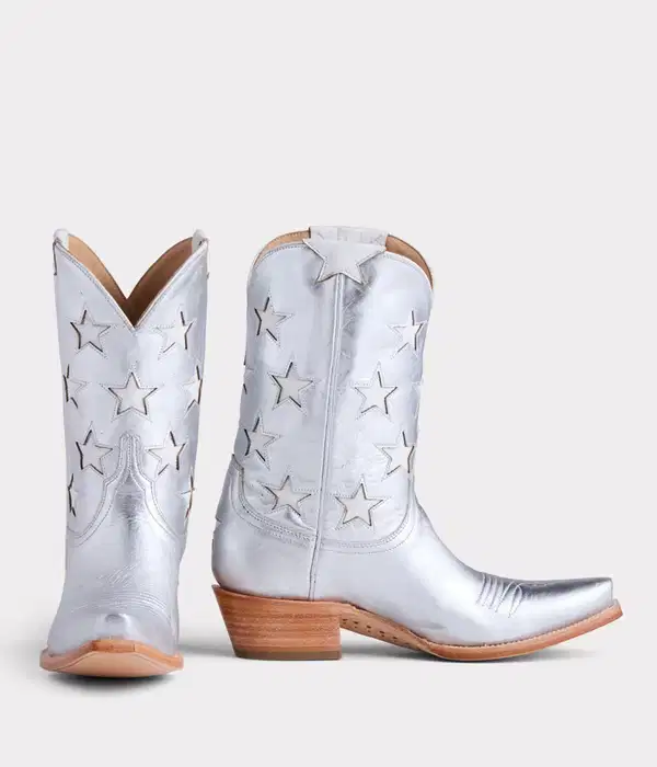 Star Struck Silver Cowboy Boots - Shoes