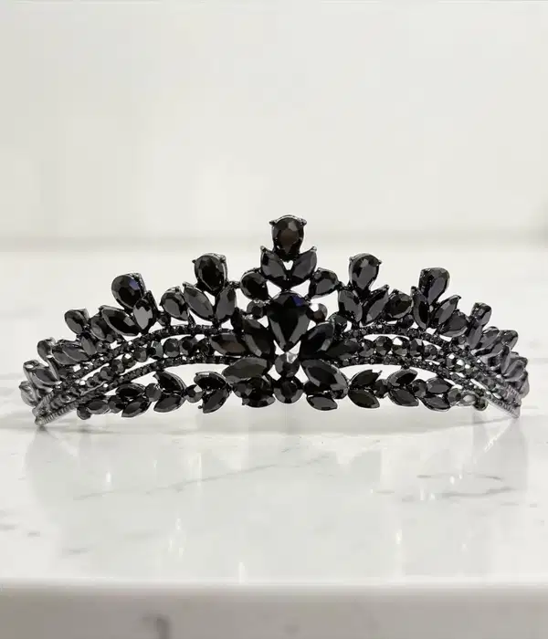 Mini Black Rhinestone Tiara - Headpieces