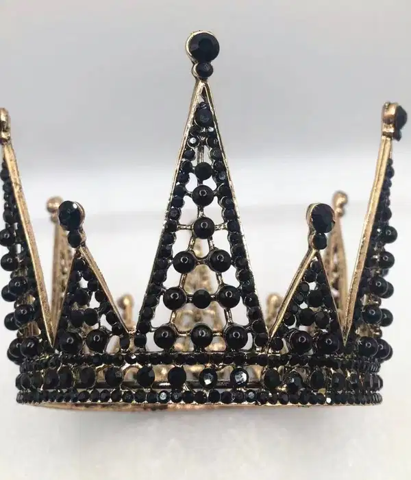 Black and Gold Rhinestone Mini Crown - Headpieces