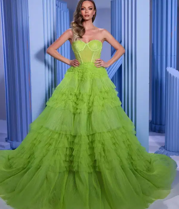 Modessa Couture Green Tulle Dress - Dresses