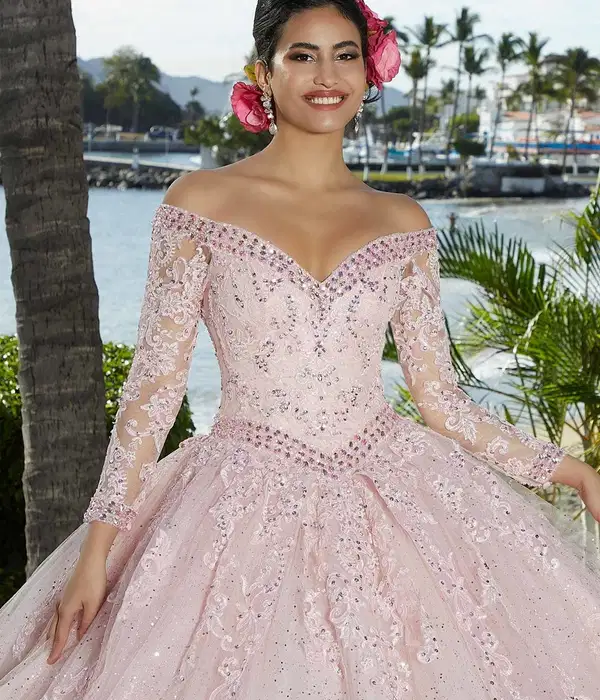 Crystal Beaded Pink Quinceañera Dress - Dresses