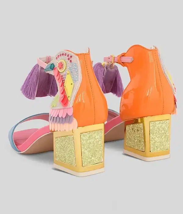 Multicolor Glitter Block Heel Sandals - Shoes