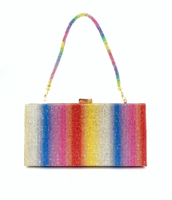 Rainbow Rhinestone Evening Clutc - Purses