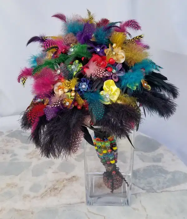 Eclectic Feather Quinceañera Bouquet - Ramos