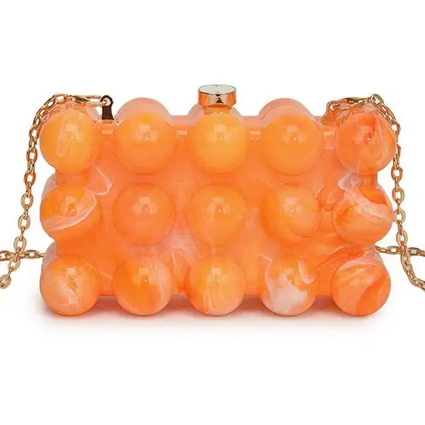 Orange Bead Box Clutch Bag - Purses