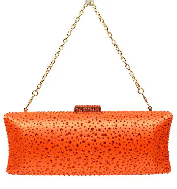 Brillant Orange Studded Crystal Clutch - Quinceañera Purses