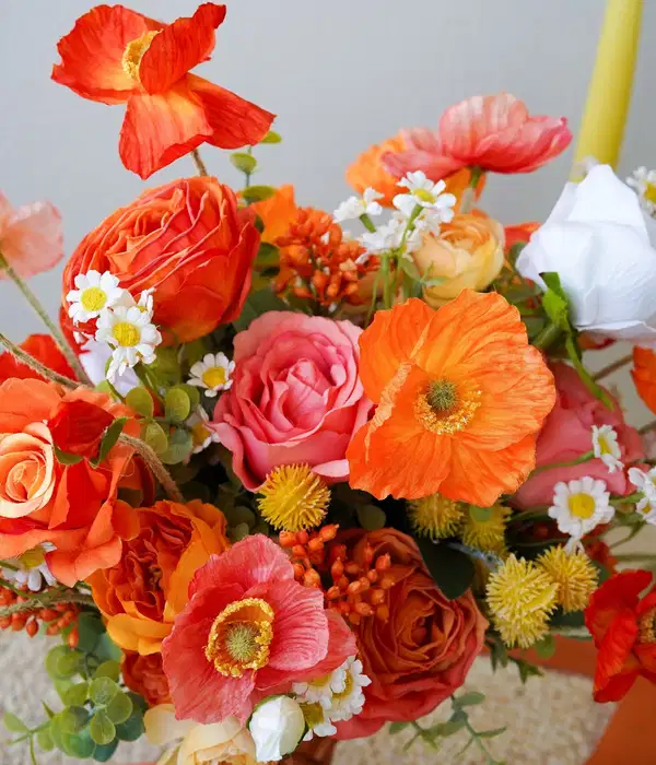 Bright Orange Poppy and Daisy Bouquet - Ramos