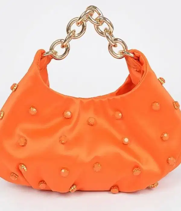 Aster Orange Satin Hobo Purse - Purses