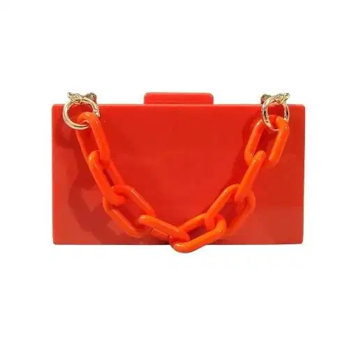 Orange Acrylic Box Clutch - Purses