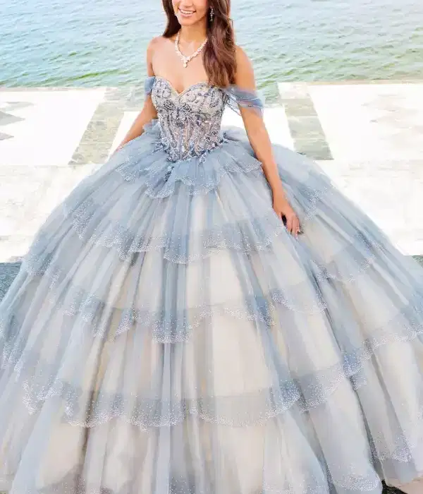 Princesa Blue Tulle Quinceanera - Dresses