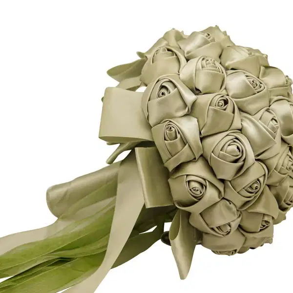 Sage Green Rose Bud Satin Bouquet - Ramos