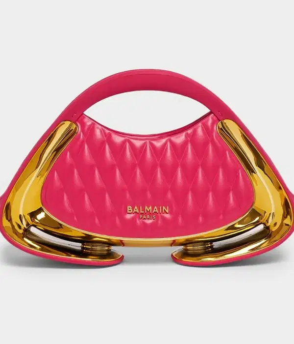 Quilted Pink Leather Top Handle Bag - Purses