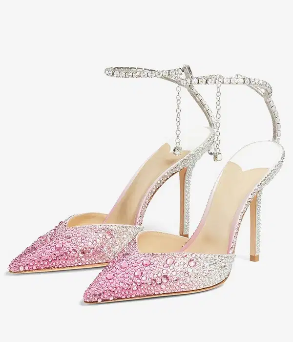 Pink and Silver Crystal Pumps - Shoes