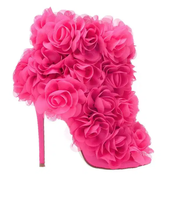Xoanna Pink Floral Booties - Shoes