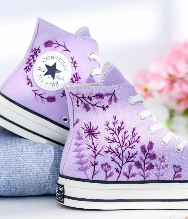 Purple Embroidered Converse Sneaker - Shoes