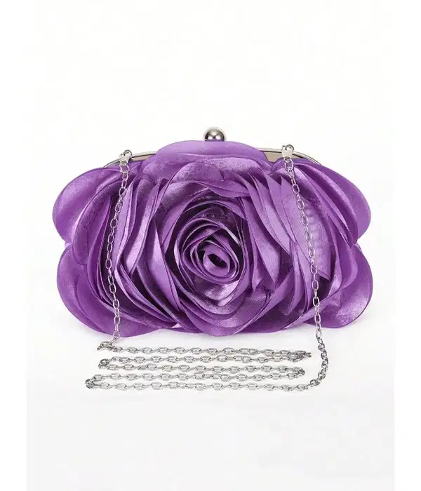 Rose Flower Evening Clutch Handbag - Purses
