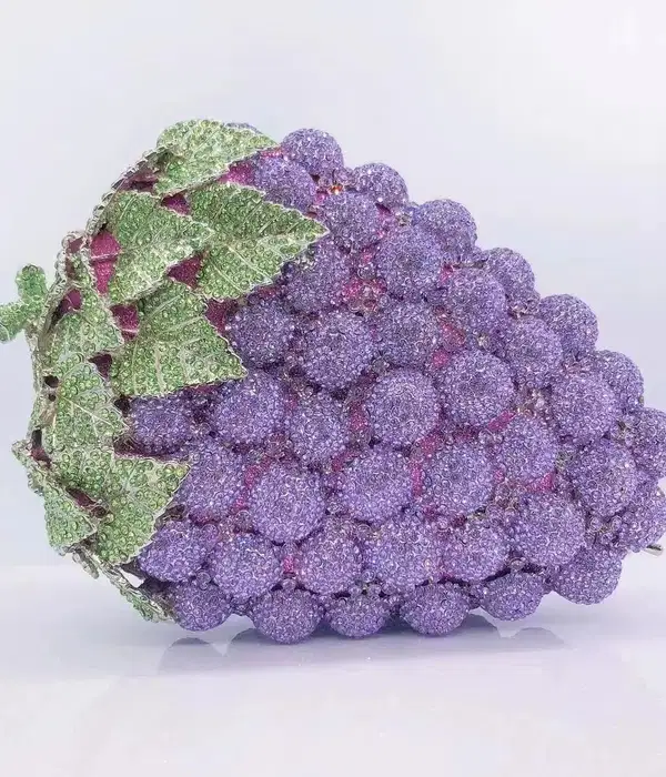 Purple Dia Grape Bejeweled Clutch - Purses