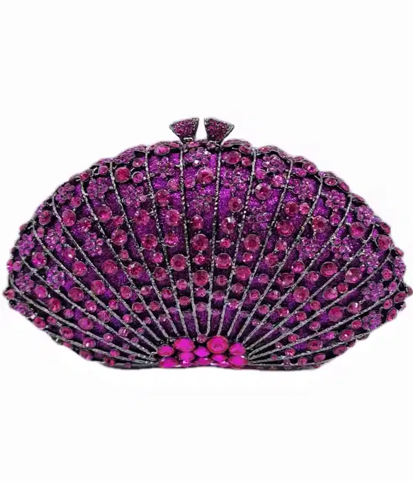 Purple Rhinestone Fan Clutch - Purses