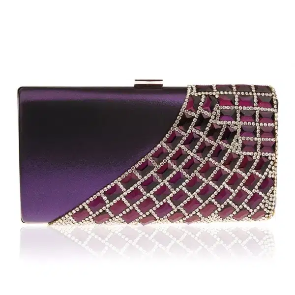 Purple Crystal and Rhinestones Clutch - Purses