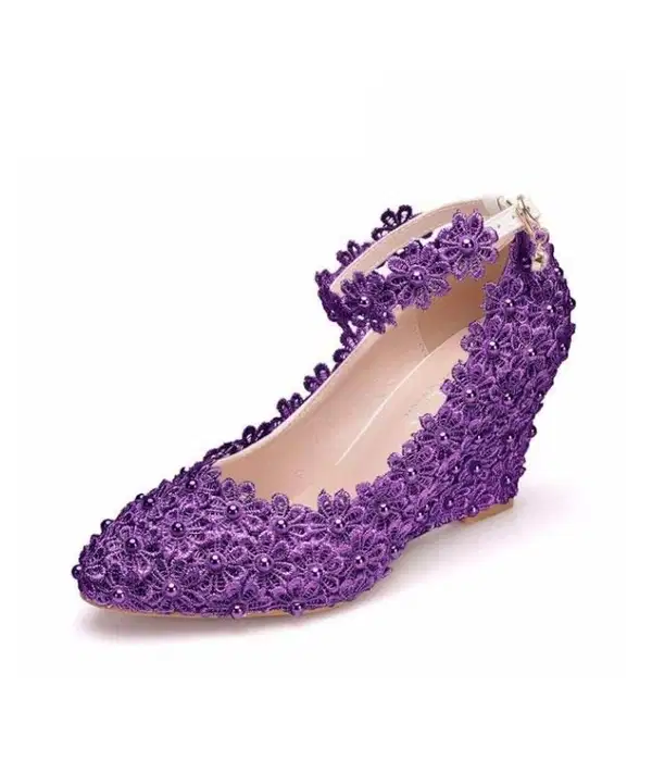 Purple Laced Wedges - Shoes