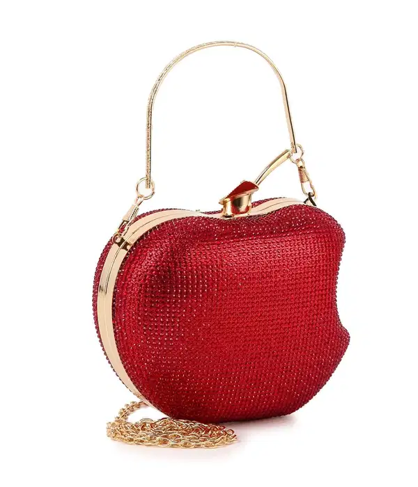 Rhinestone Covered Delicious Red Apple Evening Bag - Purses