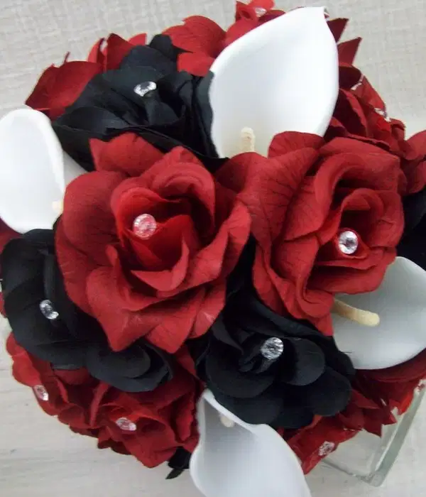 Red and Black Artificial Floral Bouquet - Ramos