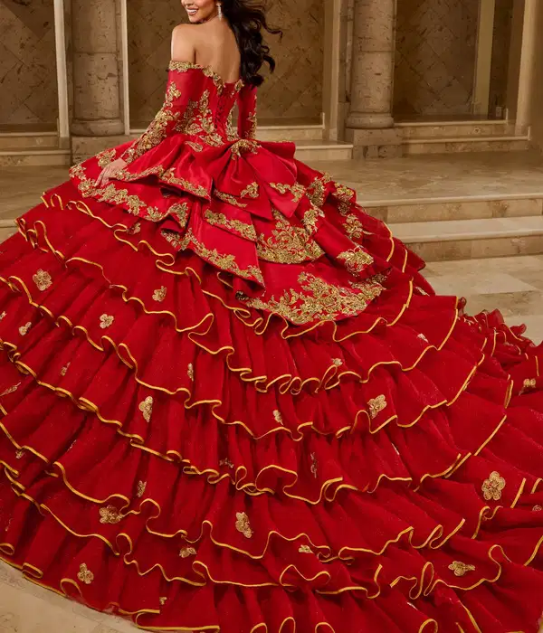 Ruffled Charro Quinceanera Dress - Dresses