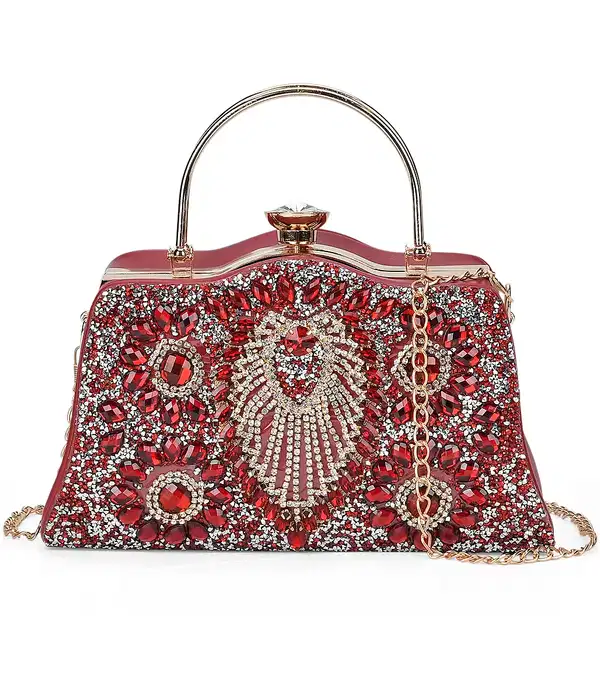 Red Peacock Crystal Clutch Bag - Purses